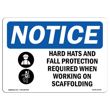 NOTICE Hats Fall Protection Required Scaffolding