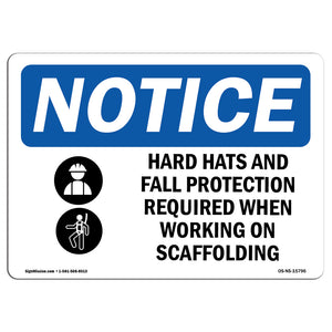 NOTICE Hats Fall Protection Required Scaffolding