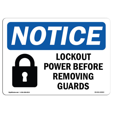 NOTICE Lockout Power Before Removing Guards