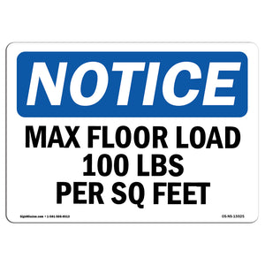 NOTICE Max Floor Load 100 Lbs Per Sq Foot