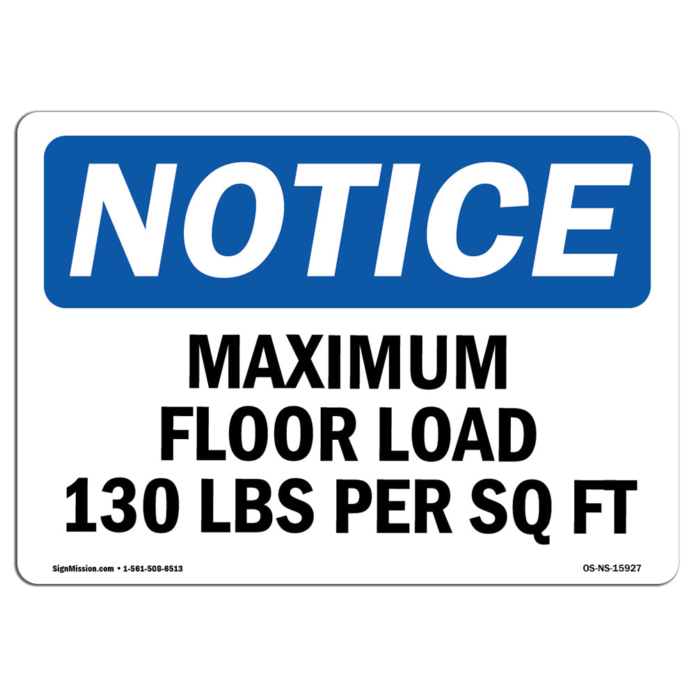 NOTICE Maximum Floor Loading 130 Lbs Per Sq Ft