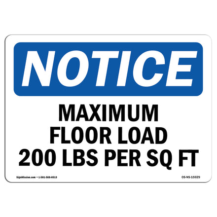 NOTICE Maximum Floor Loading 200 Lbs Per Sq Ft