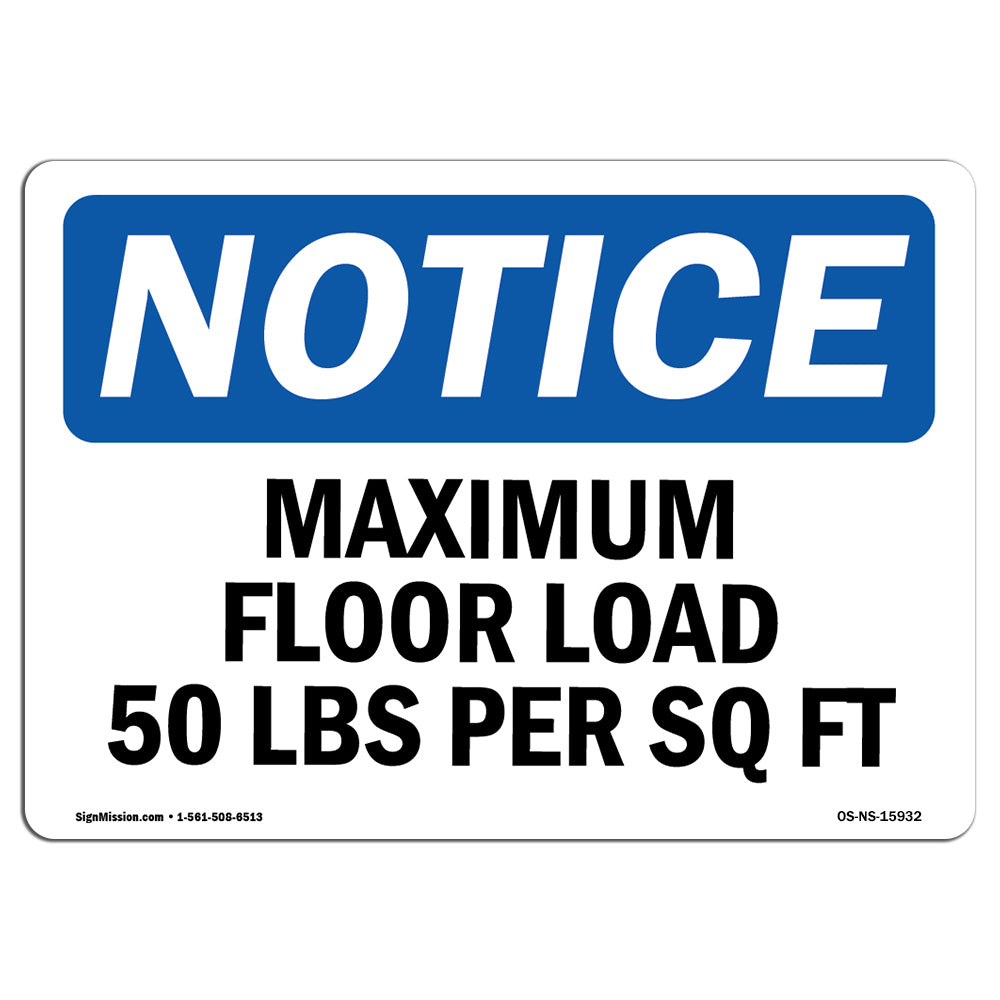 NOTICE Maximum Floor Loading 50 Lbs Per Sq Ft