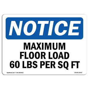 NOTICE Maximum Floor Loading 60 Lbs Per Sq Ft