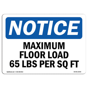 NOTICE Maximum Floor Loading 65 Lbs Per Sq Ft