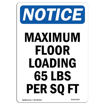 NOTICE Maximum Floor Loading 65 Lbs Per Sq Ft