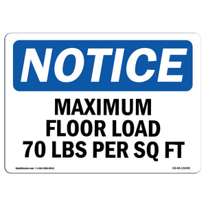 NOTICE Maximum Floor Loading 70 Lbs Per Sq Ft