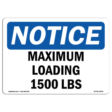 NOTICE Maximum Loading 1500 Lbs