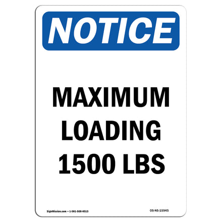 NOTICE Maximum Loading 1500 Lbs