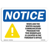 NOTICE MSDS For This Workplace Is Located
