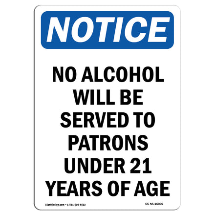 NOTICE No Alcohol Will Be Served