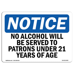 NOTICE No Alcohol Will Be Served