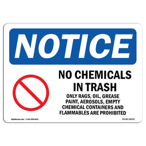 NOTICE No Chemicals In Trash