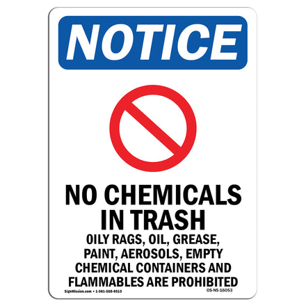 NOTICE No Chemicals In Trash