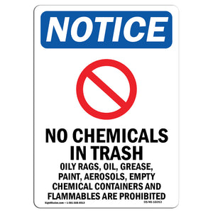 NOTICE No Chemicals In Trash