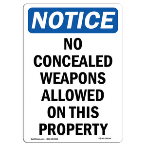 NOTICE No Concealed Weapons Allowed