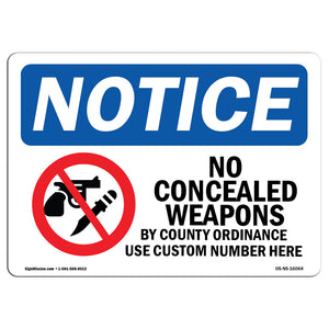 NOTICE No Concealed Weapons By County