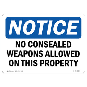 NOTICE No Concealed Weapons Allowed