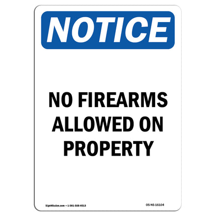 NOTICE No Firearms Allowed On Property