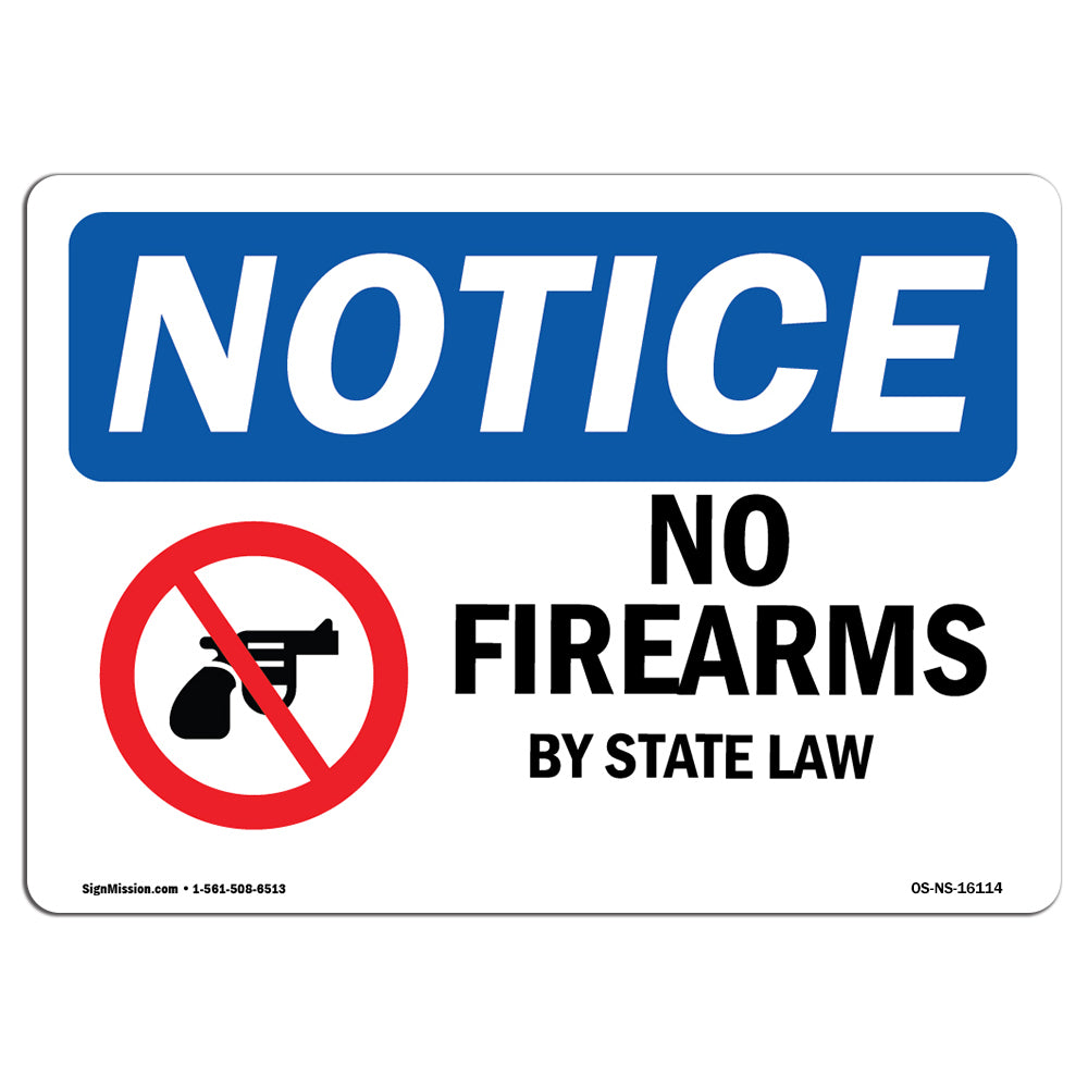 NOTICE No Firearms By State Law