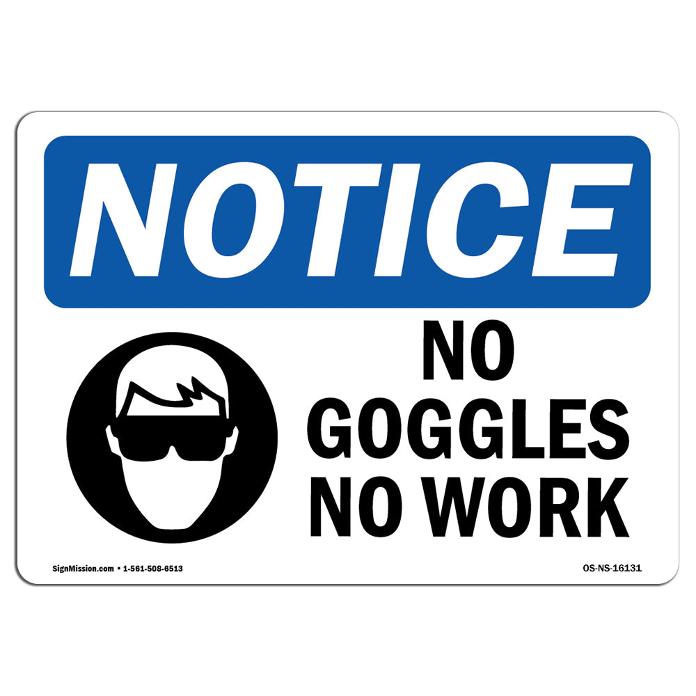 NOTICE No Goggles No Work