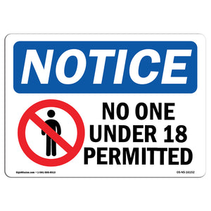 NOTICE No One Under 18 Permitted