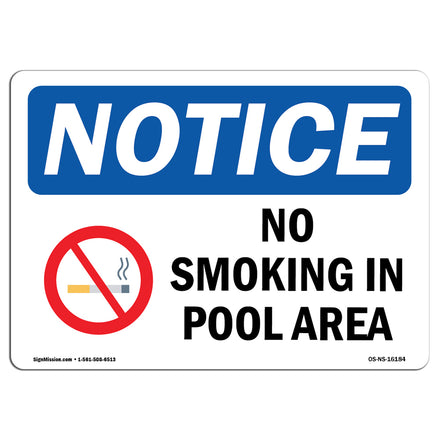 NOTICE No Smoking In Pool Area