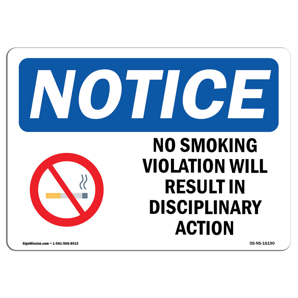 NOTICE No Smoking Violation Disciplinary Action