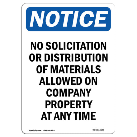 NOTICE No Solicitation Company Property