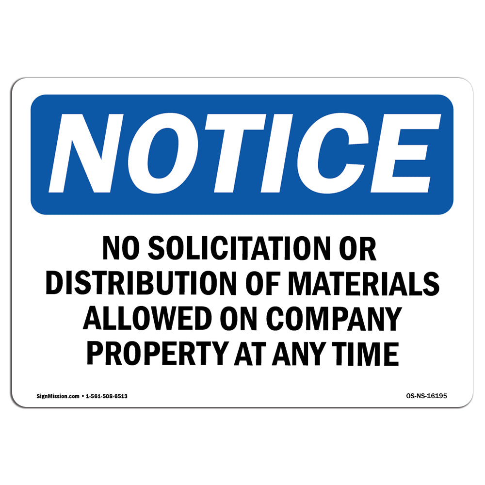 NOTICE No Solicitation Company Property