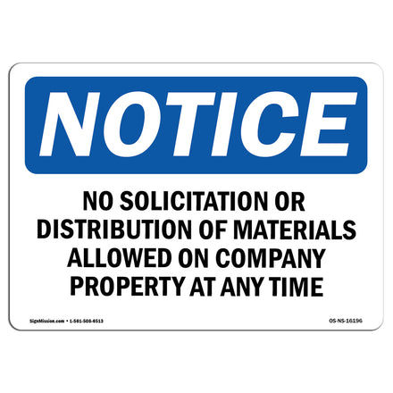 NOTICE No Solicitation Or Distribution