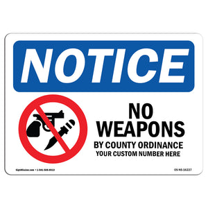 NOTICE No Weapons By County