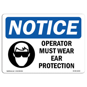 NOTICE Operator Must Wear Ear Protection