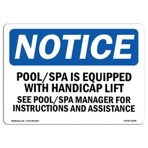 NOTICE Pool Spa Accessibility Lift