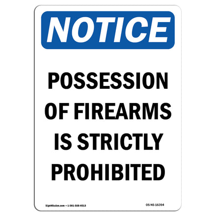 NOTICE Possession Of Firearms Is Prohibited