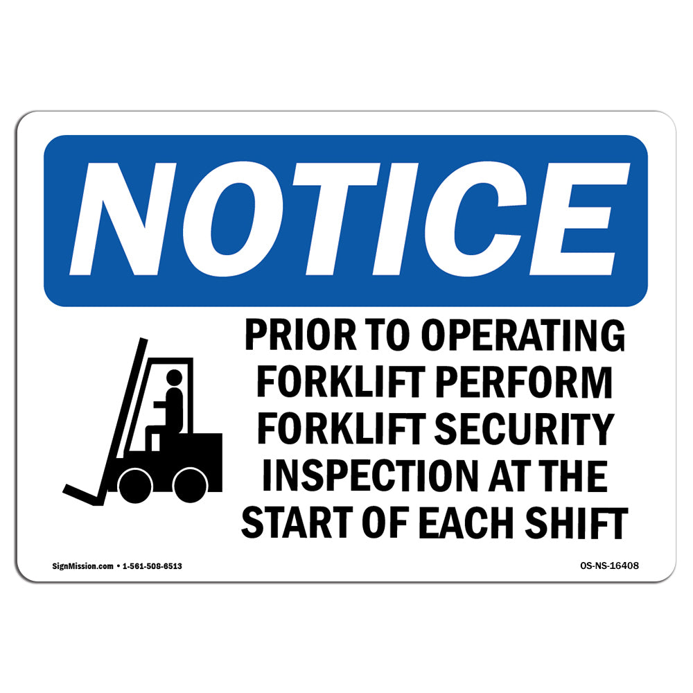 NOTICE Prior To Operating Forklift Safety