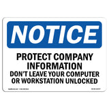 NOTICE Protect Company Information Computer