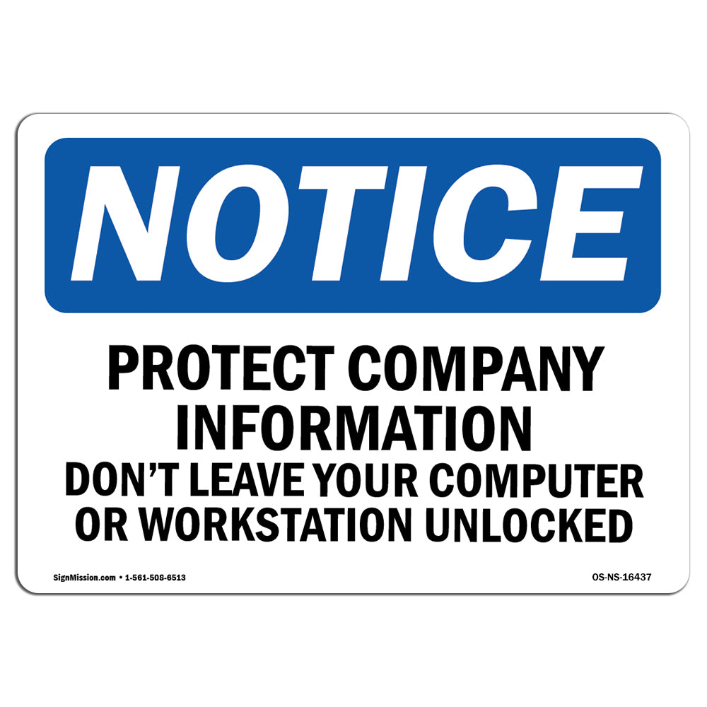 NOTICE Protect Company Information Computer