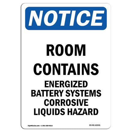 NOTICE Room Contains Energized Battery Systems