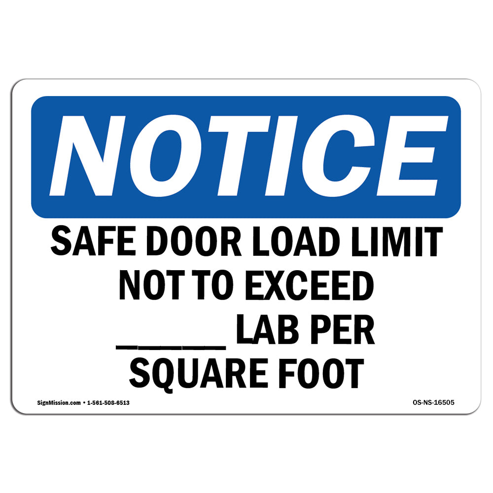 NOTICE Safe Floor Load Limit Not