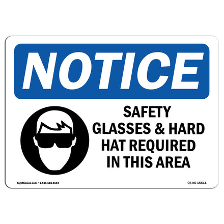 NOTICE Safety Glasses And Hard Hats Required Symbol