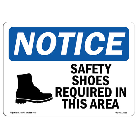 NOTICE Safety Shoes Required Area Symbol