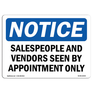 NOTICE Salespeople And Vendors Seen Appointment
