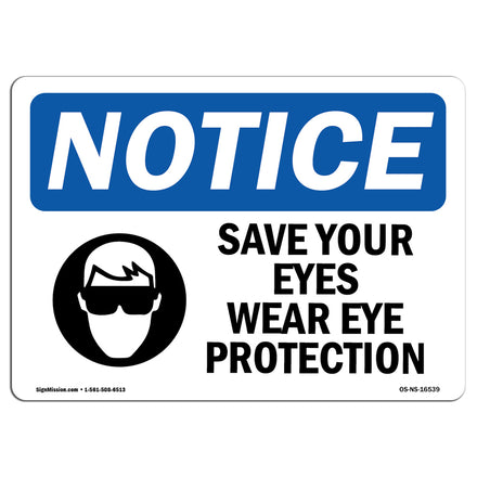 NOTICE Save Your Eyes Wear Eye Protection