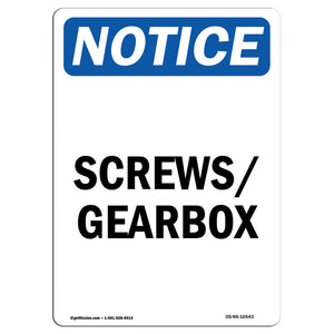 NOTICE Screws Gearbox