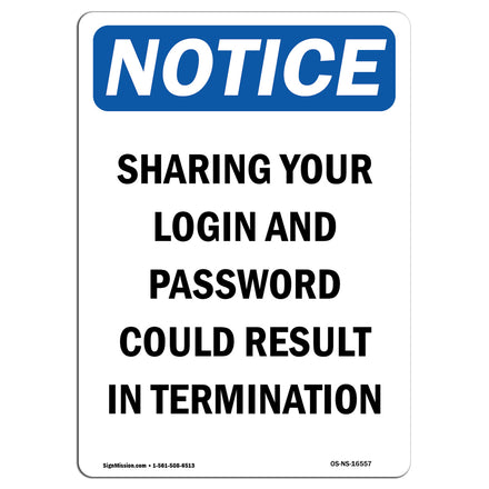 NOTICE Sharing Password Result In Termination