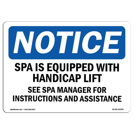 NOTICE Spa Equipped With Accessible Lift