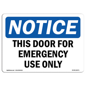 NOTICE This Door For Emergency Use Only