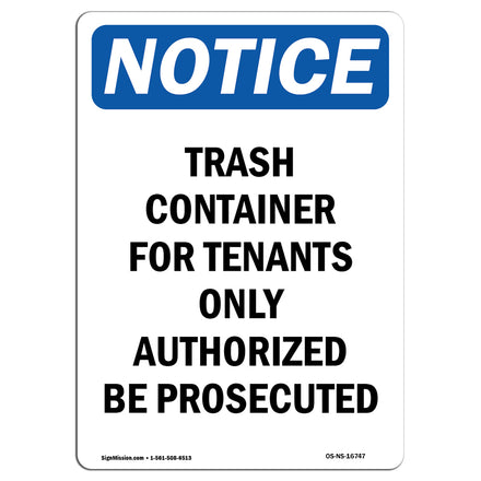 NOTICE Trash Container Tenants Others Prosecuted