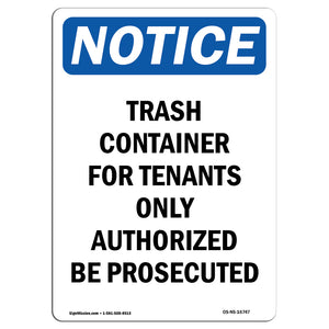 NOTICE Trash Container Tenants Others Prosecuted